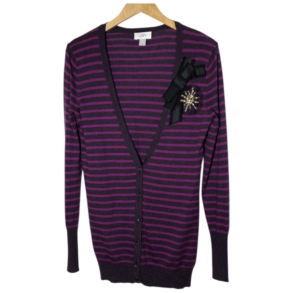 Ann Taylor Loft Wool Blend Tunic Length Cardigan Sweater